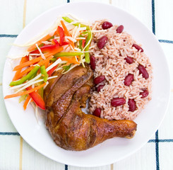 jerk chicken with rice - caribbean style