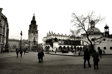 krakow in black and white