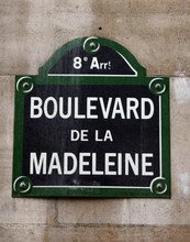 Paris - Boulevard De La Madeleine Street Sign