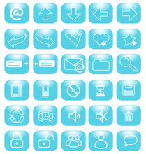 Set Of Blue Icons Internet