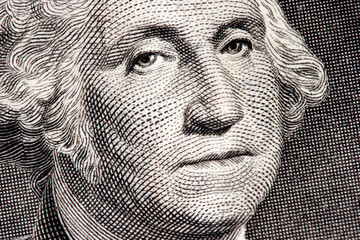 george washington close up from one dollar bill