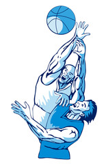 Poster - Basketball players rebounding for ball