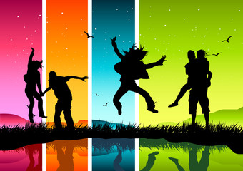 Wall Mural - young happy people