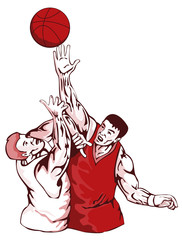 Poster - Basketball player rebounding for ball