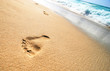 Foot Prints on Tropical Sandy Beach