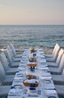 served table on the sea shore in resort