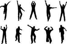 10 Male Jumping Posedsin Vector Format