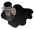 Oil drum / barrel and oil spill, copyspace in the oil puddle; 3D