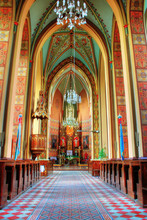 Interior Of An Old Church In Wysoka Village, Poland.