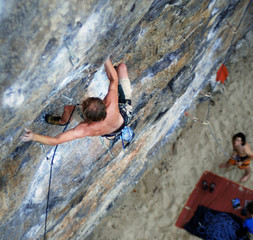 Wall Mural -  climbing   limestone on the beach   Tonsi Thailand