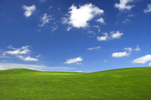 Beautiful green landscape with a great blue sky 