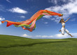 © ikostudio - Young beautiful woman jumping with a scarf