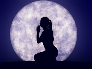 Wall Mural - full moon prayer - 3d render