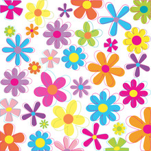 Multicolored Retro Styled Flowers