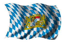 Flag Of Bavaria Waving In The Wind - Clipping Path Included