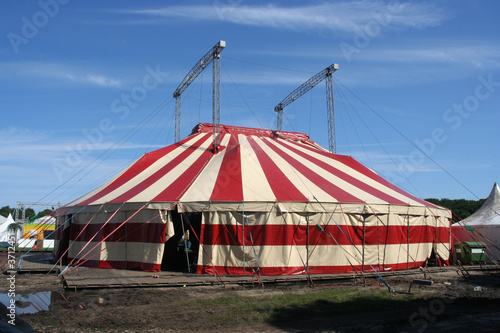 Red and white circus tent Stock Photo | Adobe Stock