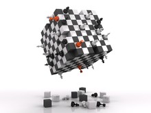 3d Chessboard With Fighting Figures