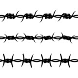 Three different kinds of barbed wire over white background