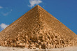 Great pyramids of Giza with blue sky on background