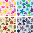 Seamless retro flowers in mu;tiple color schemes