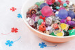 Bowl of beads and buttons - craft supplies