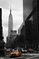 Yellow taxis on 35th street, Manhattan, New York