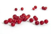 Scattering Of Cranberries On White Background