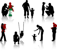 Silhouette Of Parents And Children-2