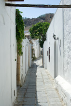 Narrow Street In Lindos, Rhodes, Greece
