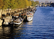 Houseboats Barges River Seine Paris France Europe