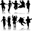 Vector silhouette girls and boys, illustration