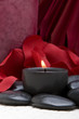 canvas print picture Spa candle, stones and rose petals