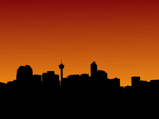 Wall Mural - Calgary skyline at sunset