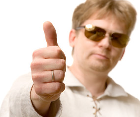 the young man show gesture on white background