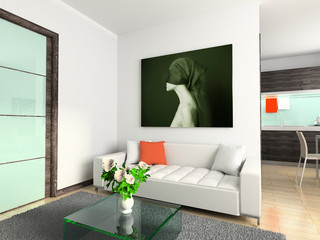 Modern interior with the fashionable picture.