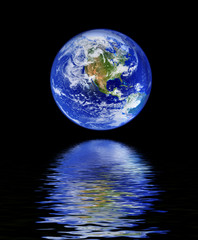 globe with water reflection