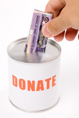 Sticker - canadian dollar and Donation Box