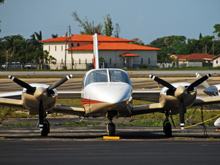 Wall Mural - Propeller driver airplane front view