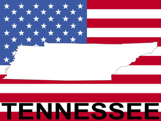 map of Tennessee on American flag illustration