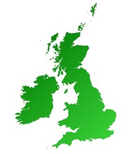 Detailed Green Gradient Map Of United Kingdom