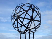 A Metal Spherical Lattice Piece Of Artwork.