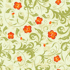 Floral seamless pattern with background seamless, vector