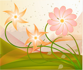 Sticker - Abstract  floral background vector illustration