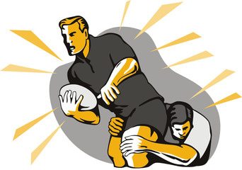 Poster - Rugby player being tackled