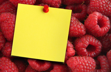 Wall Mural - raspberries and yellow note