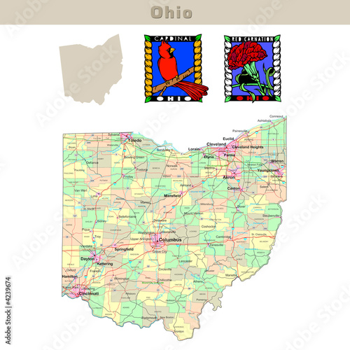 Usa States Series Ohio Political Map With Counties Buy This