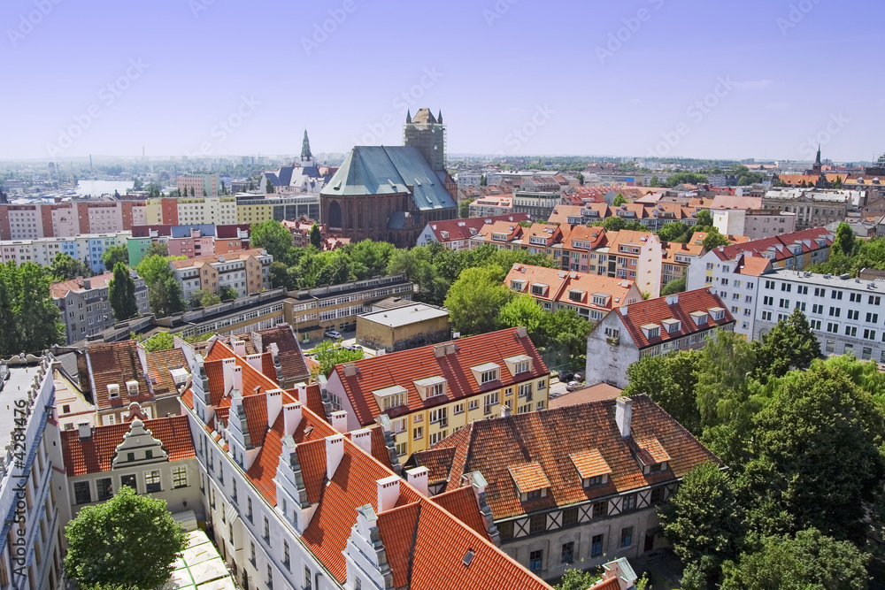 Szczecin Aerial View - obrazy, fototapety, plakaty 