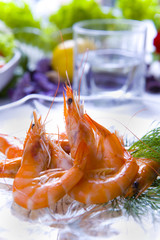 Delicious plate of prawns