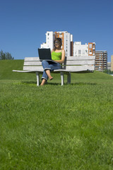 Poster - Outdoor working with a laptop