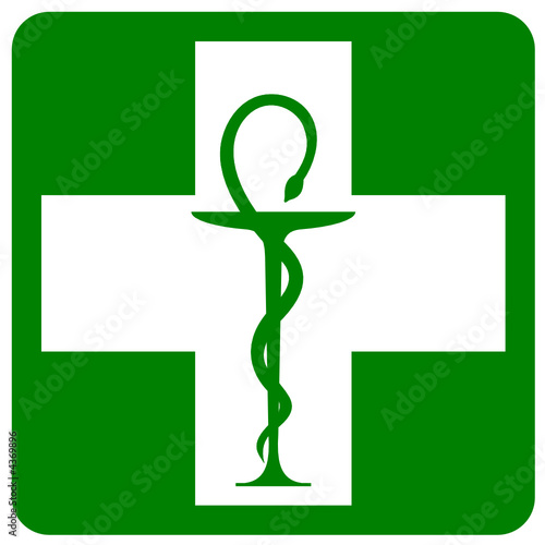 Caducee De Pharmacie Dans Croix Verte Stock Vector Adobe Stock